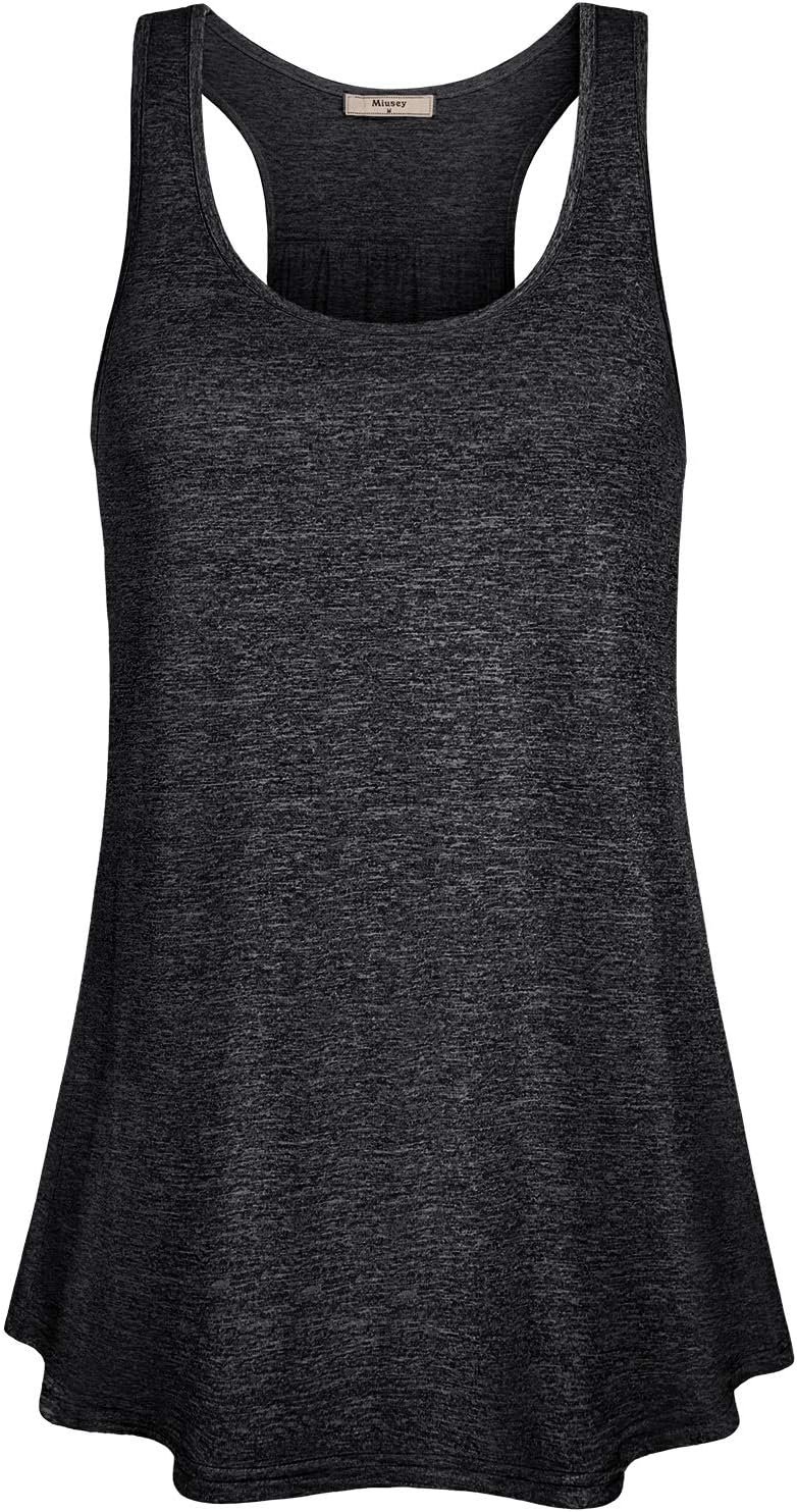 Miusey Womens Sleeveless Loose Fit Yoga Workout Racerback Tank Top